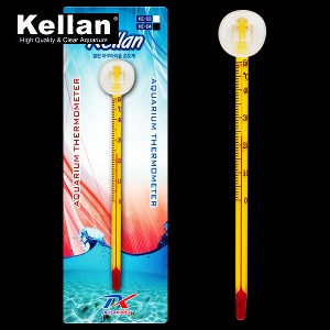 다팜아쿠아 켈란 KE-04 관상어 열대어 수족관 수온 측정 14.5cm 대형 유리 노랑 가는 온도계